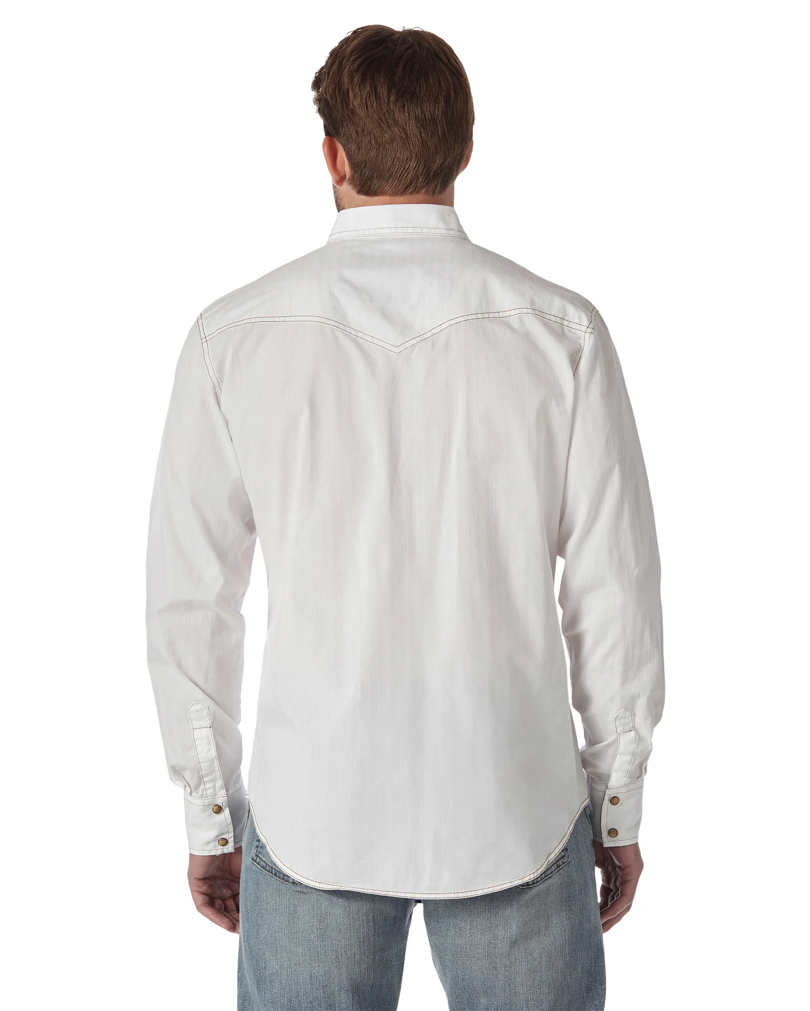 Men's Retro Long Sleeve Western Snap Solid Dobby Shirt - Image 2
