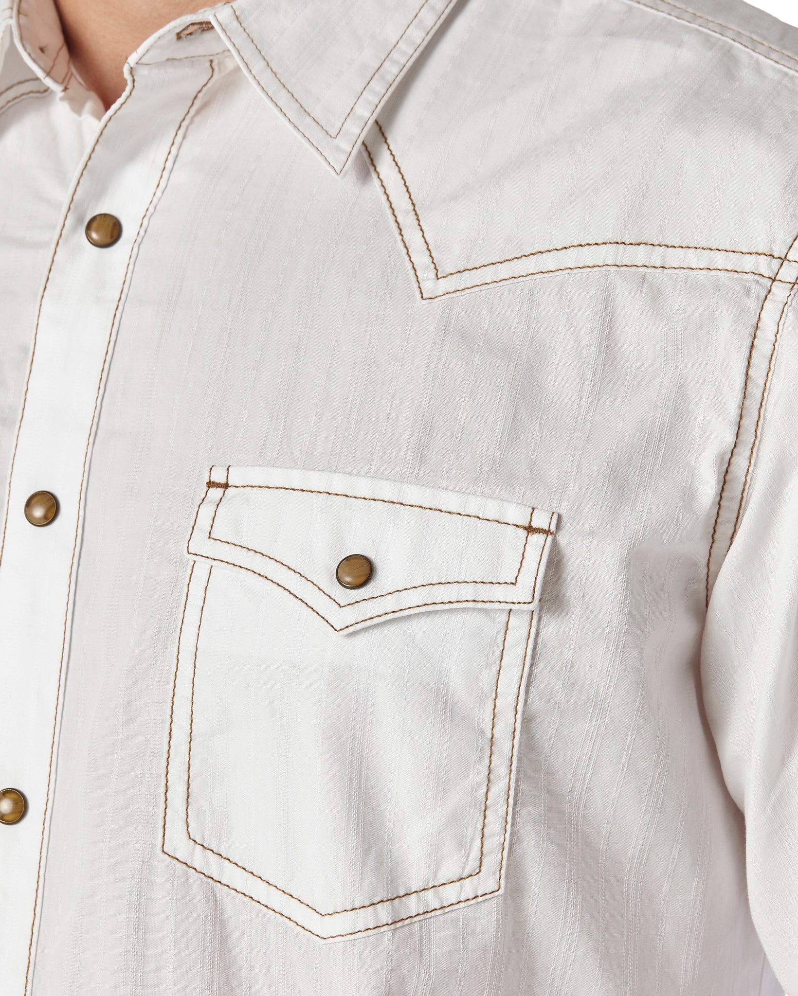 Men's Retro Long Sleeve Western Snap Solid Dobby Shirt - Image 3