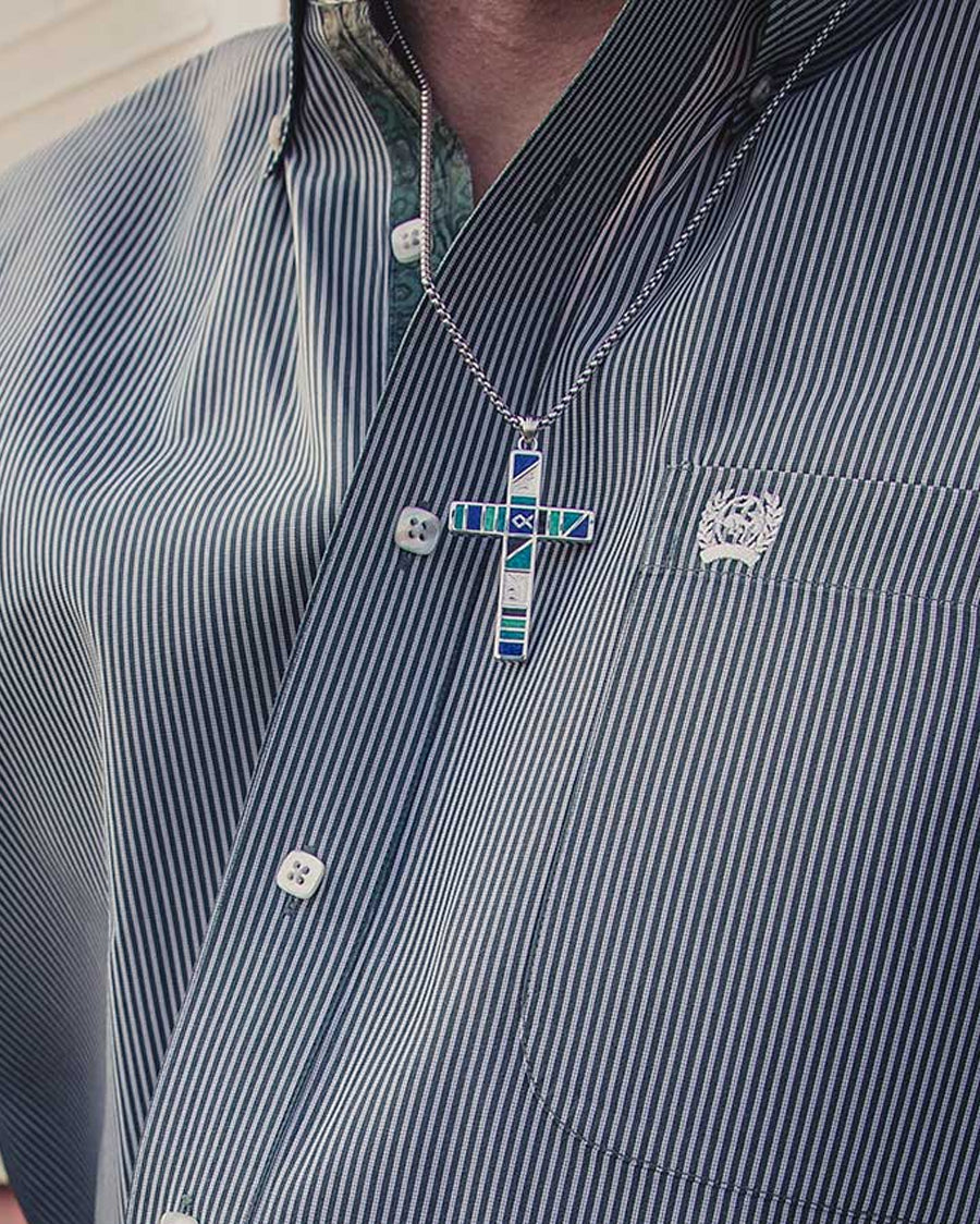 American Legends Block Color Cross Necklace - Image 3