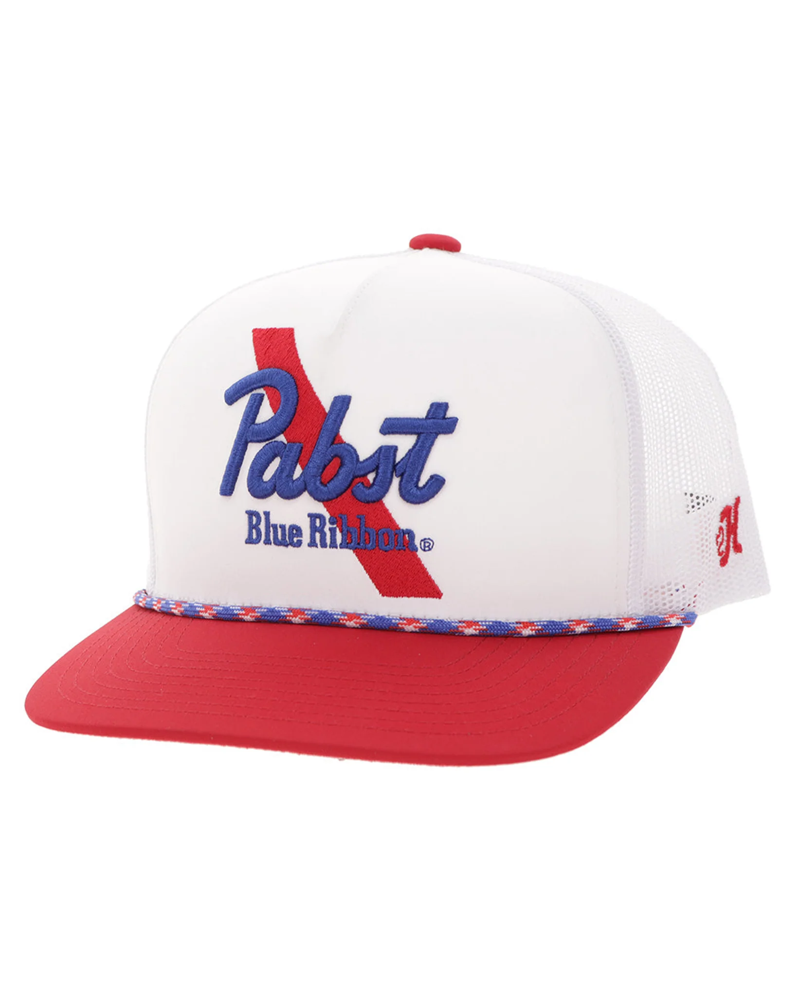 Pabst Blue Ribbon White / Red Bill With Blue / Red Stitching - 2675T-Wh