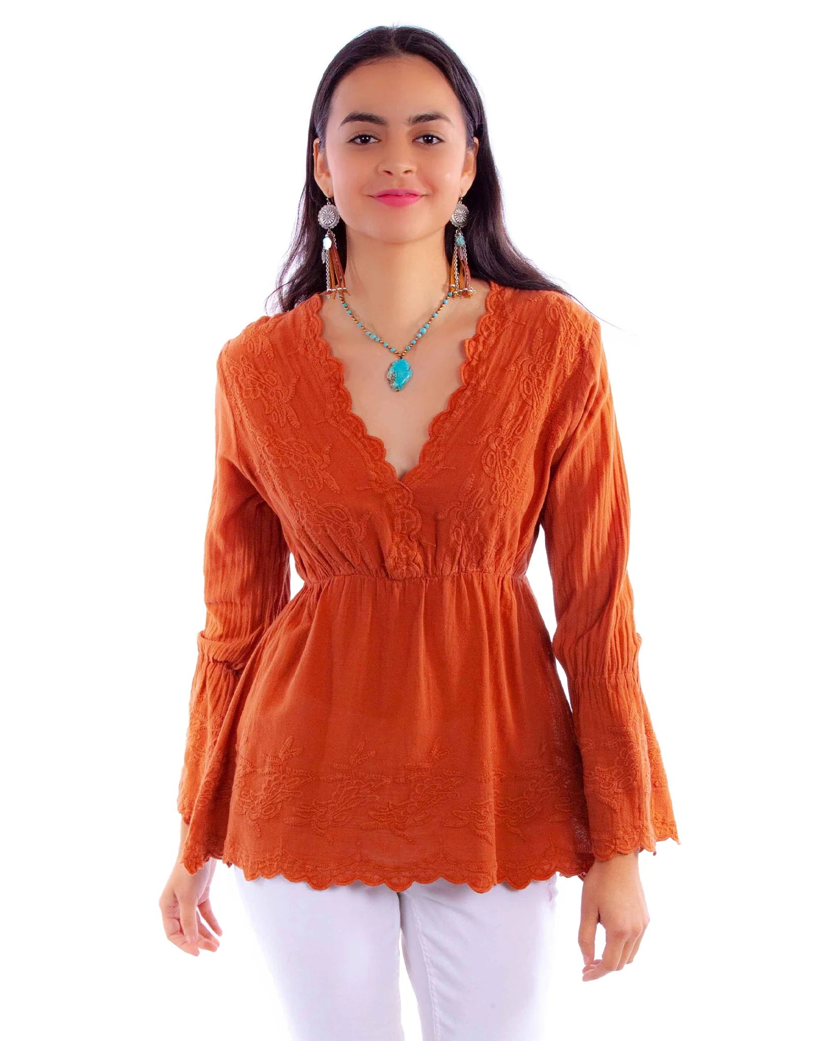 Women's Peruvian Cotton Bell Sleeve Top