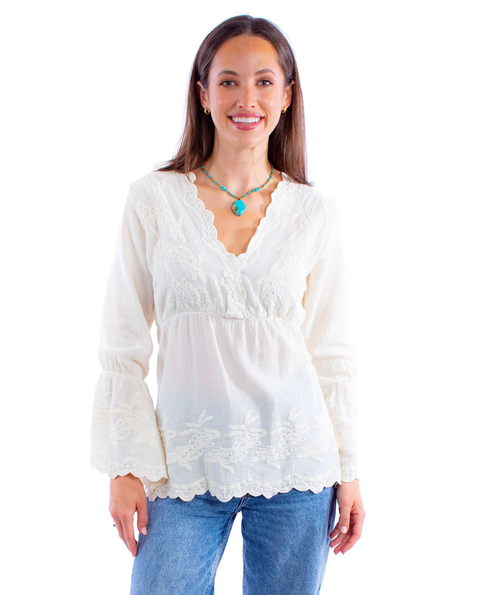 Women's Peruvian Cotton Bell Sleeve Top