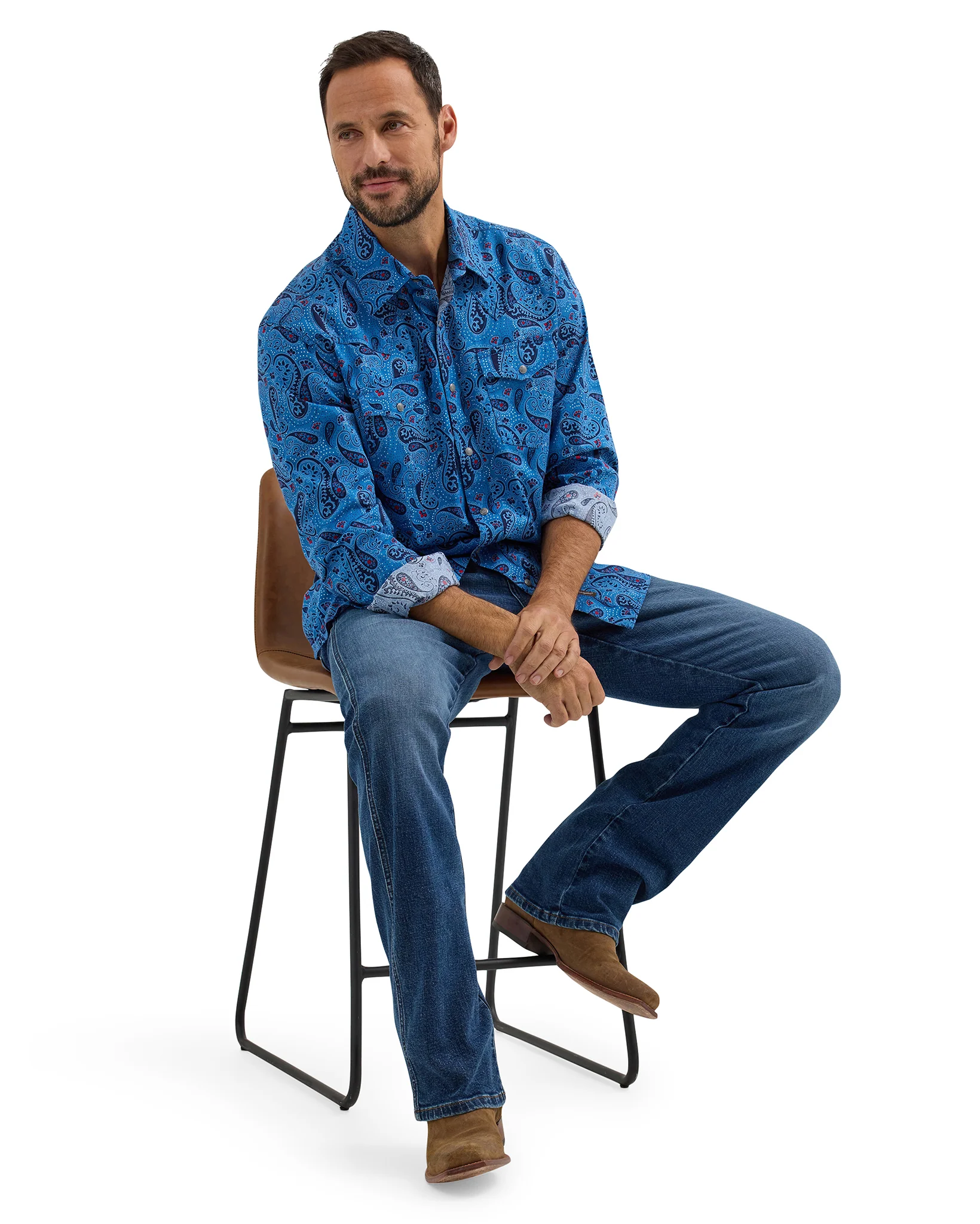 Men's Retro Premium Long Sleeve Snap Western Shirt - Image 5