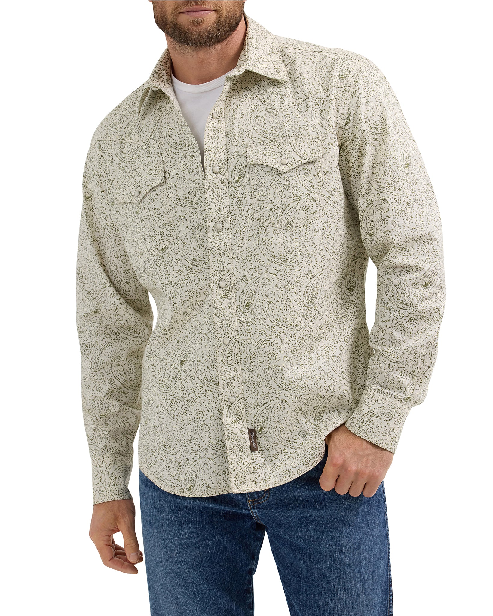 Men's Retro Premium Long Sleeve Western Snap Printed Shirt