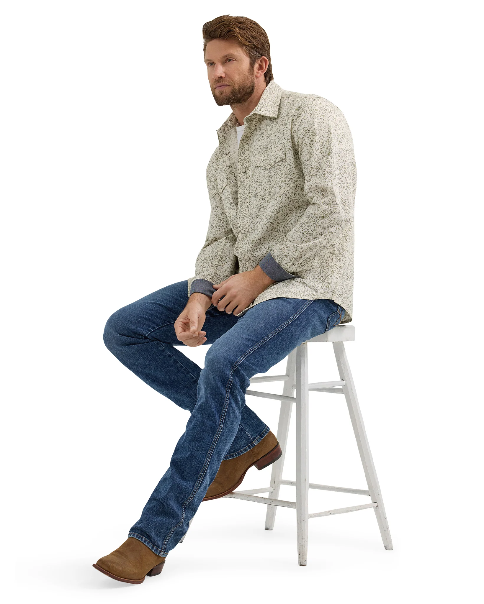 Men's Retro Premium Long Sleeve Western Snap Printed Shirt - Image 4