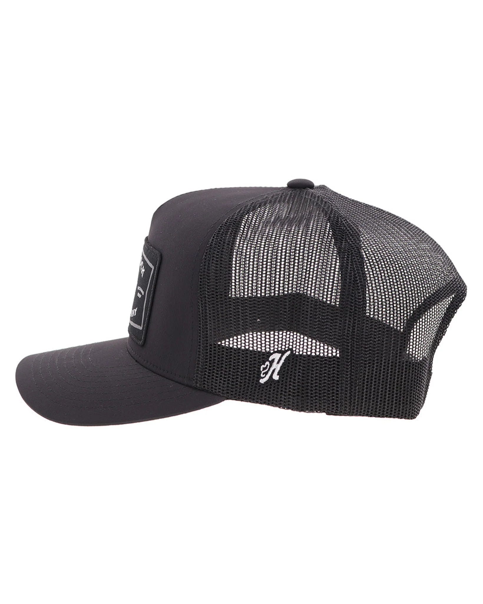 Rank Stock Black 5-Panel Trucker With Black / White Rectangle Patch - Youth - 2661T-Bk-Y - Image 2