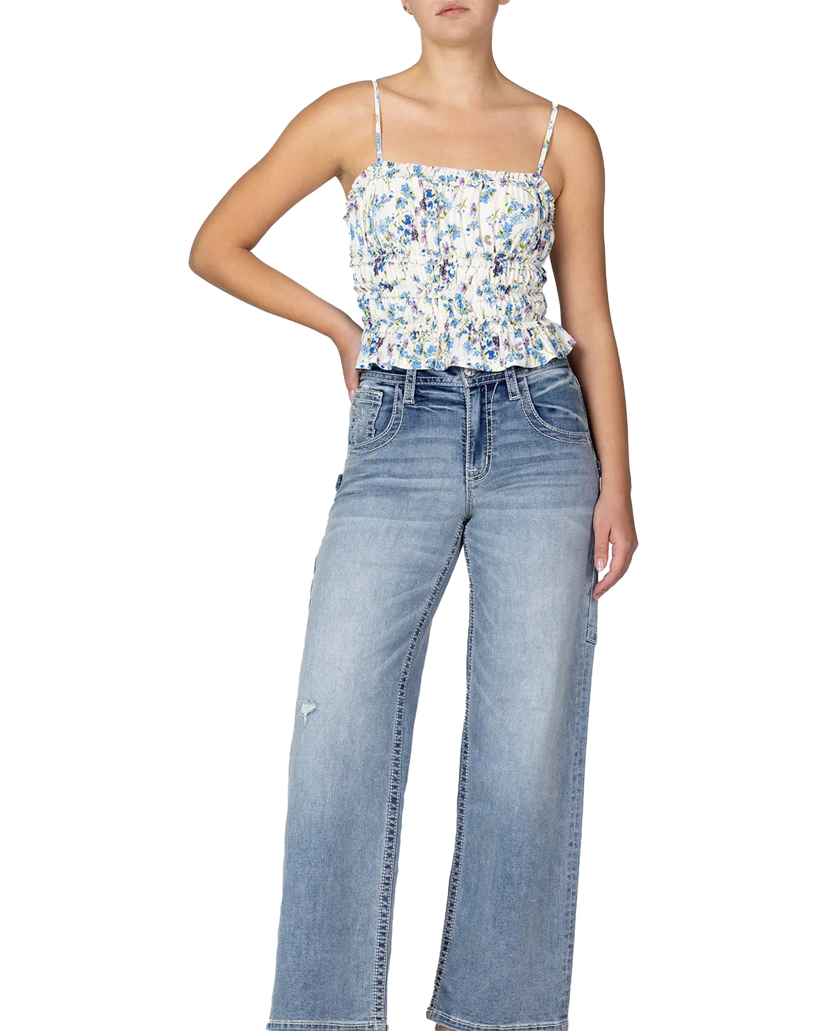 Women's Ruffle Trim Crop Top