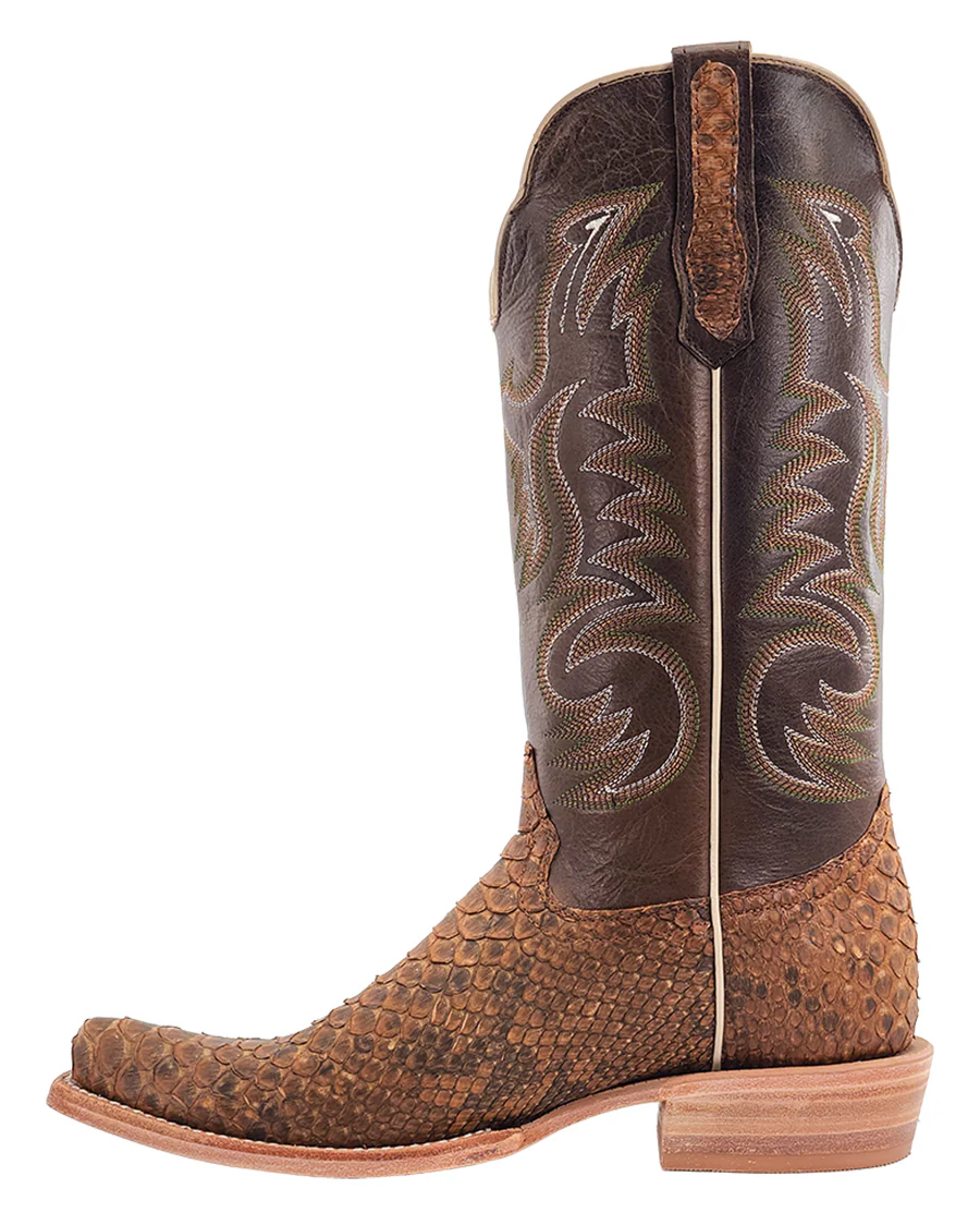 Men's Beige Sueded Exotic Western Boots - Image 3