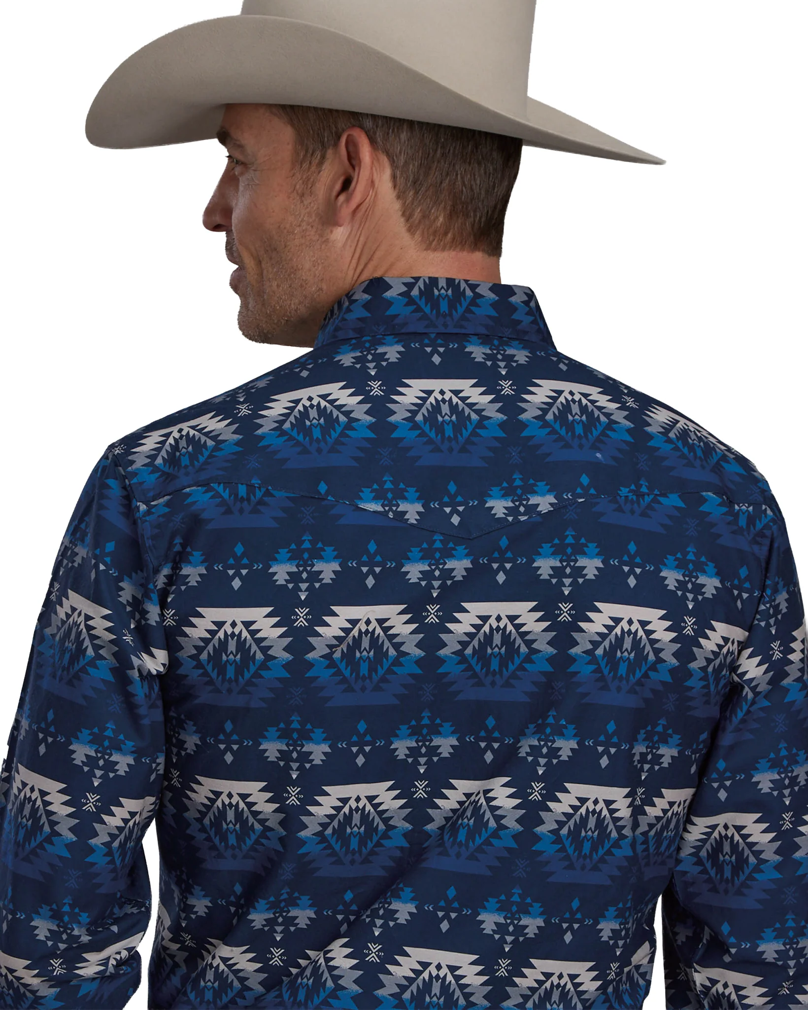 Men's Ombre Aztec Print Long Sleeve Western Shirt - Image 2