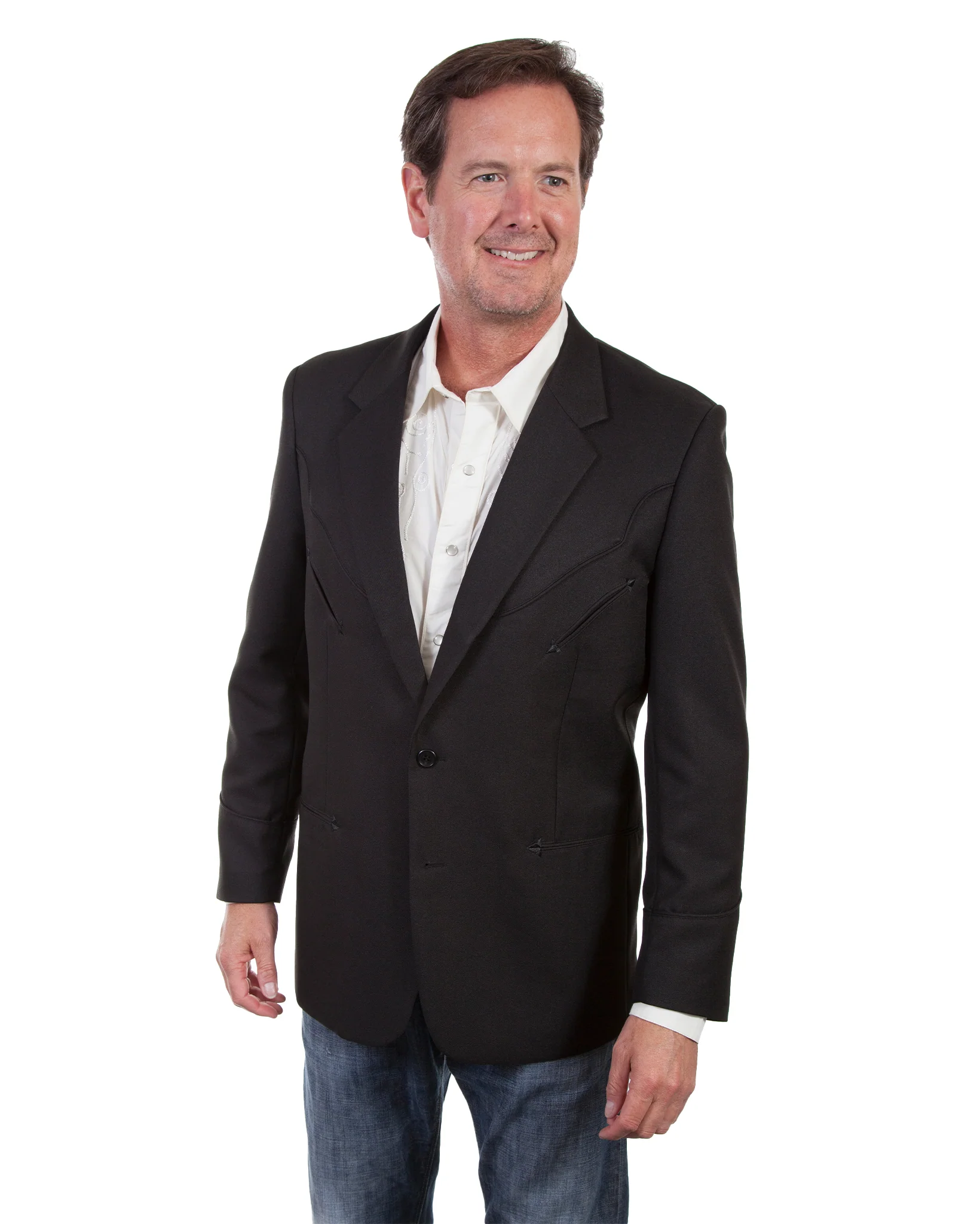 Men's Solid Blazer with Tonal Piping