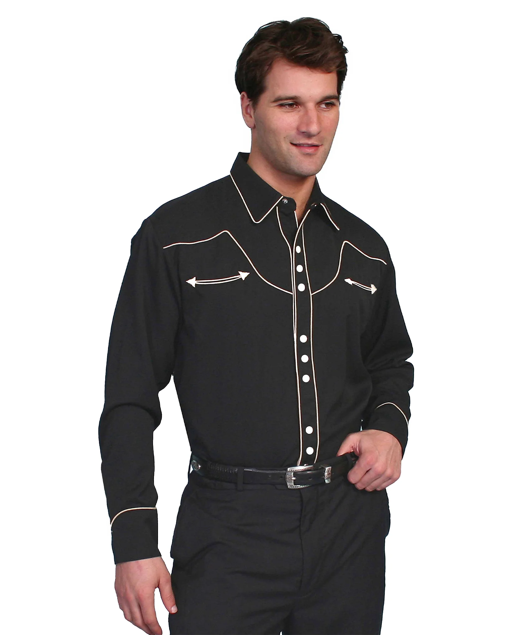 Men's Solid Shirt with Contrast Piping