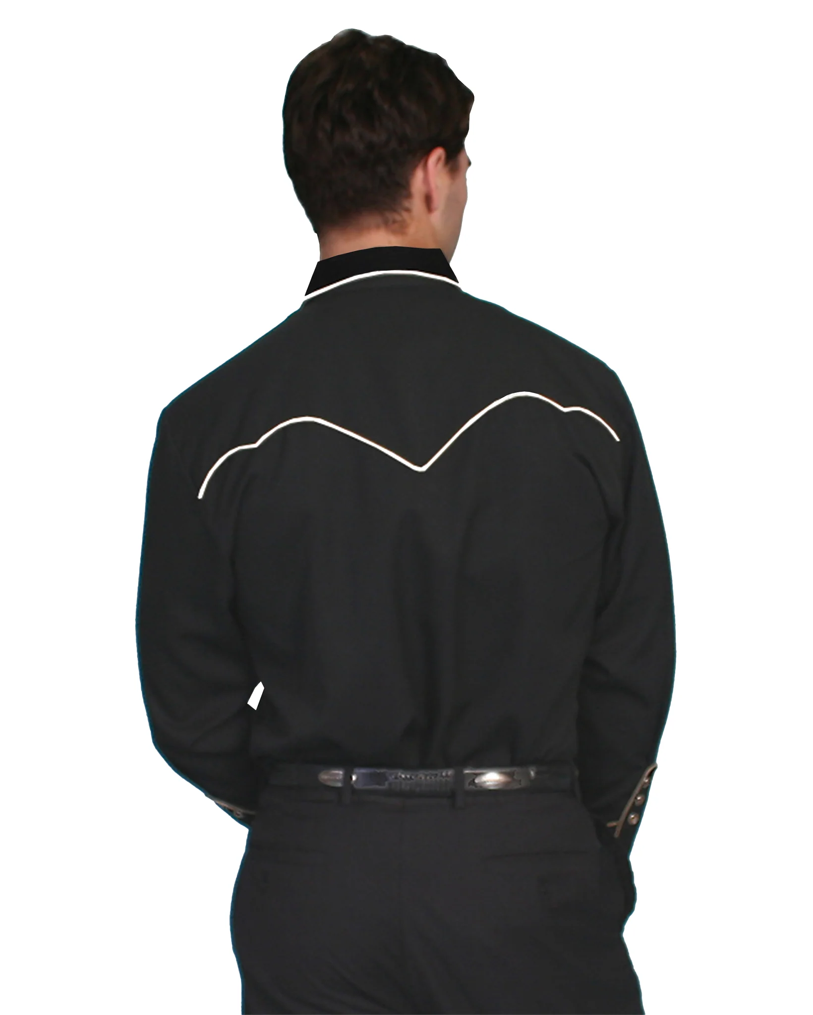 Men's Solid Shirt with Contrast Piping - Image 2