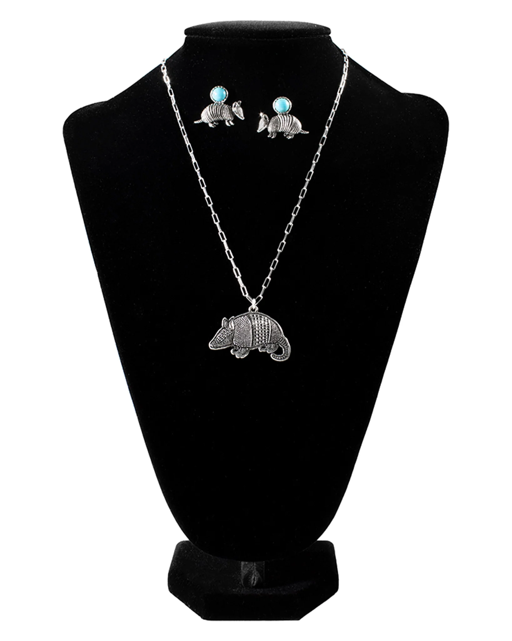 Women's Armadillo Turquoise Necklace and Earring Set