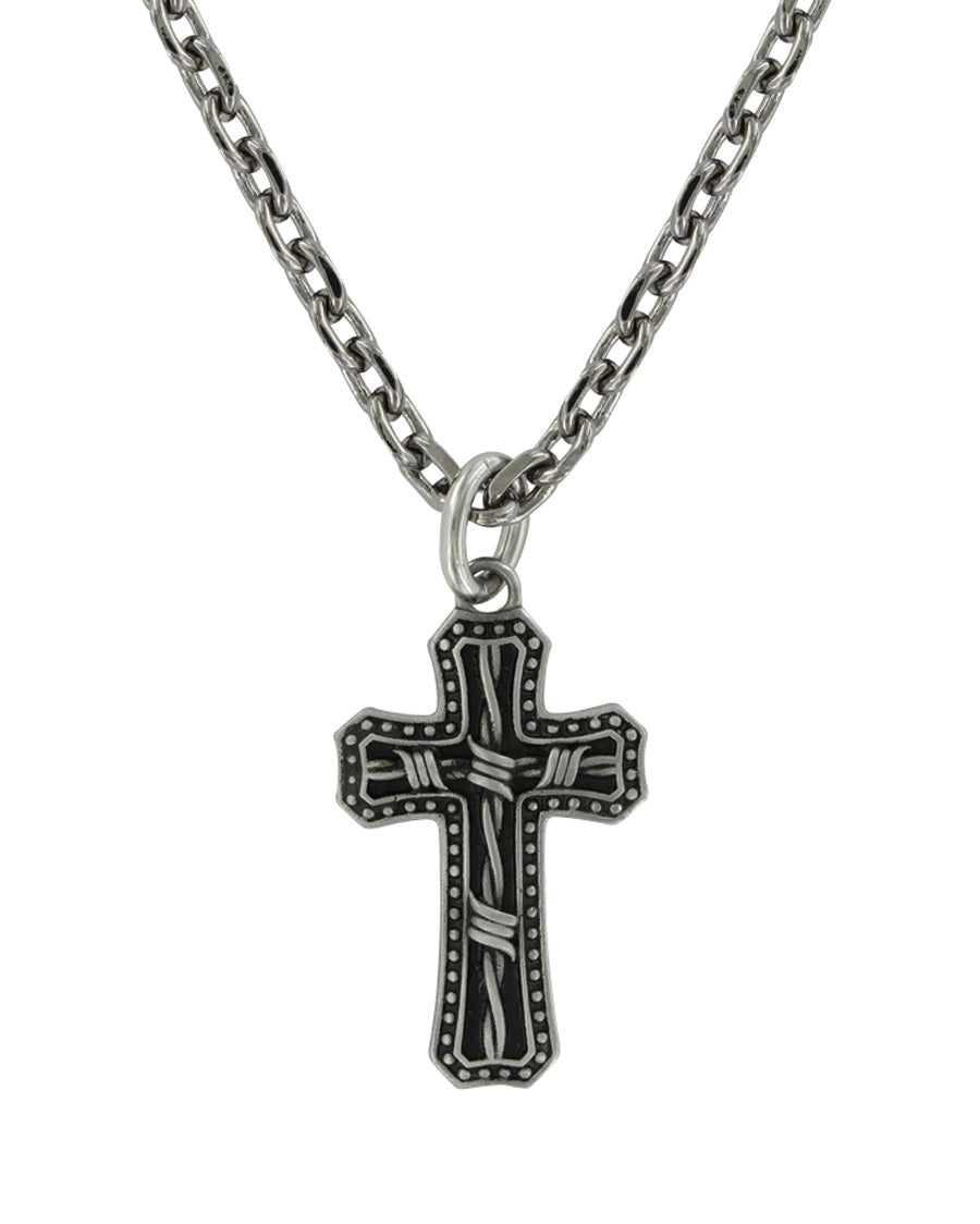 Stainless Barbed Wire Cross Necklace