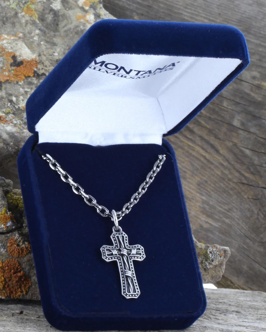 Stainless Barbed Wire Cross Necklace - Image 2
