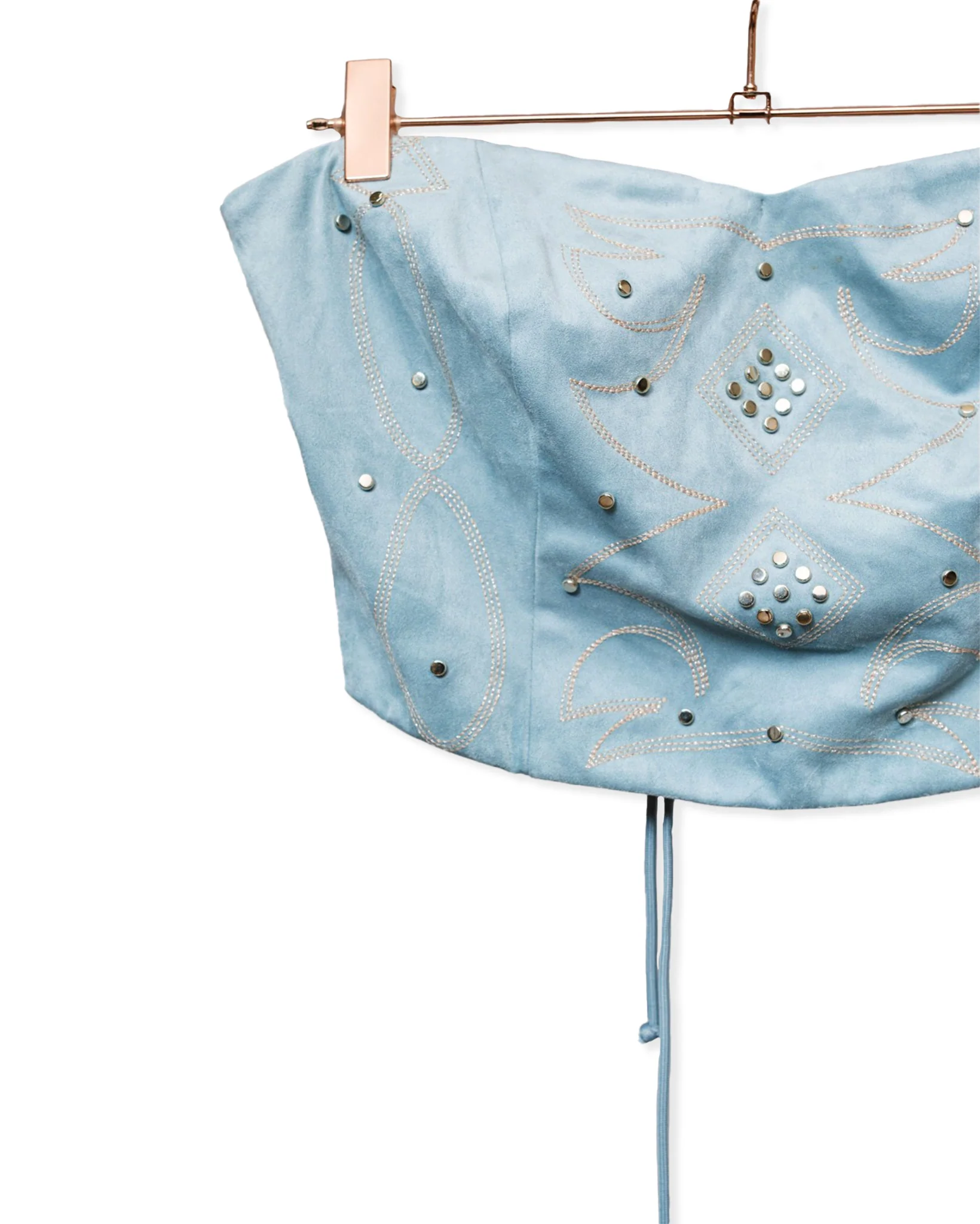 Women's Suede Western Stitch Studded Tube Top - Image 2