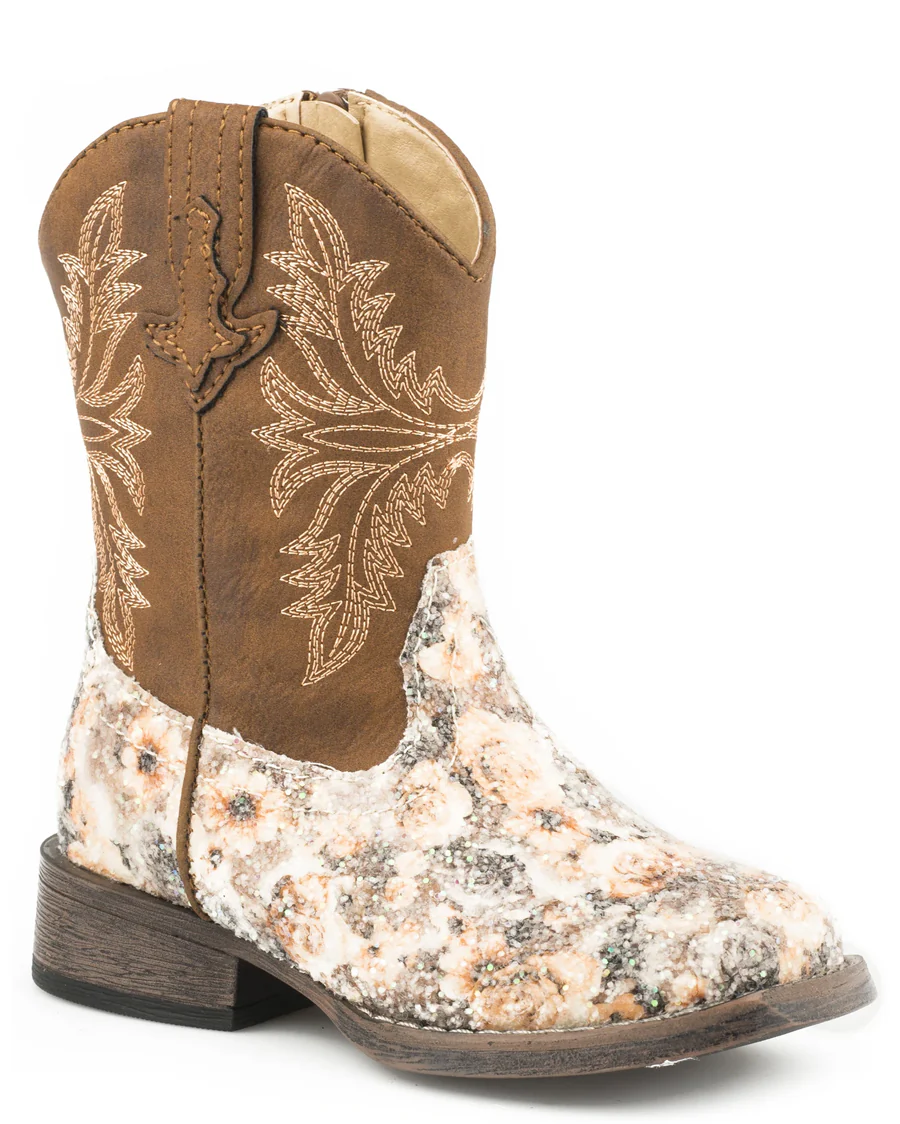 Toddlers' Floral Glitter Western Boots