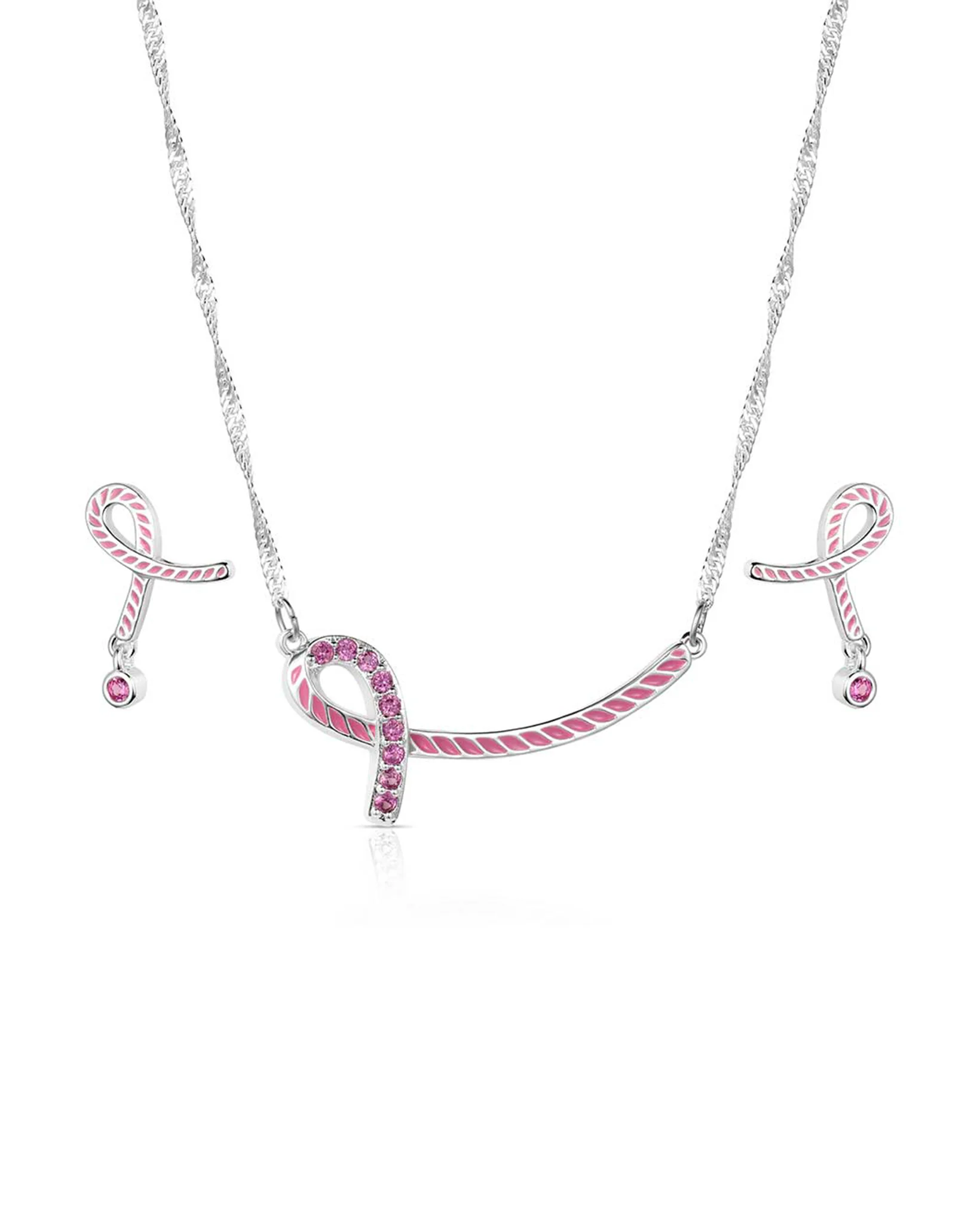 Tough Enough To Wear Pink Hope Rope Jewelry Set