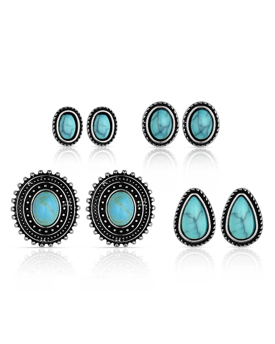 Women's Turquoise Studs Earring Set