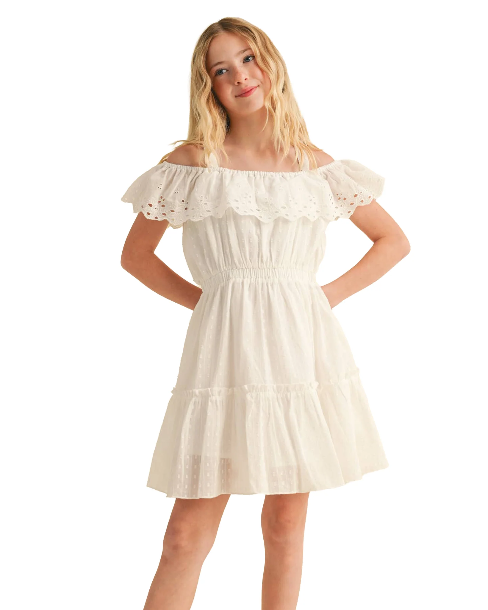 Tween Girls' Eyelet Babydoll Sundress - Kd3006Iv