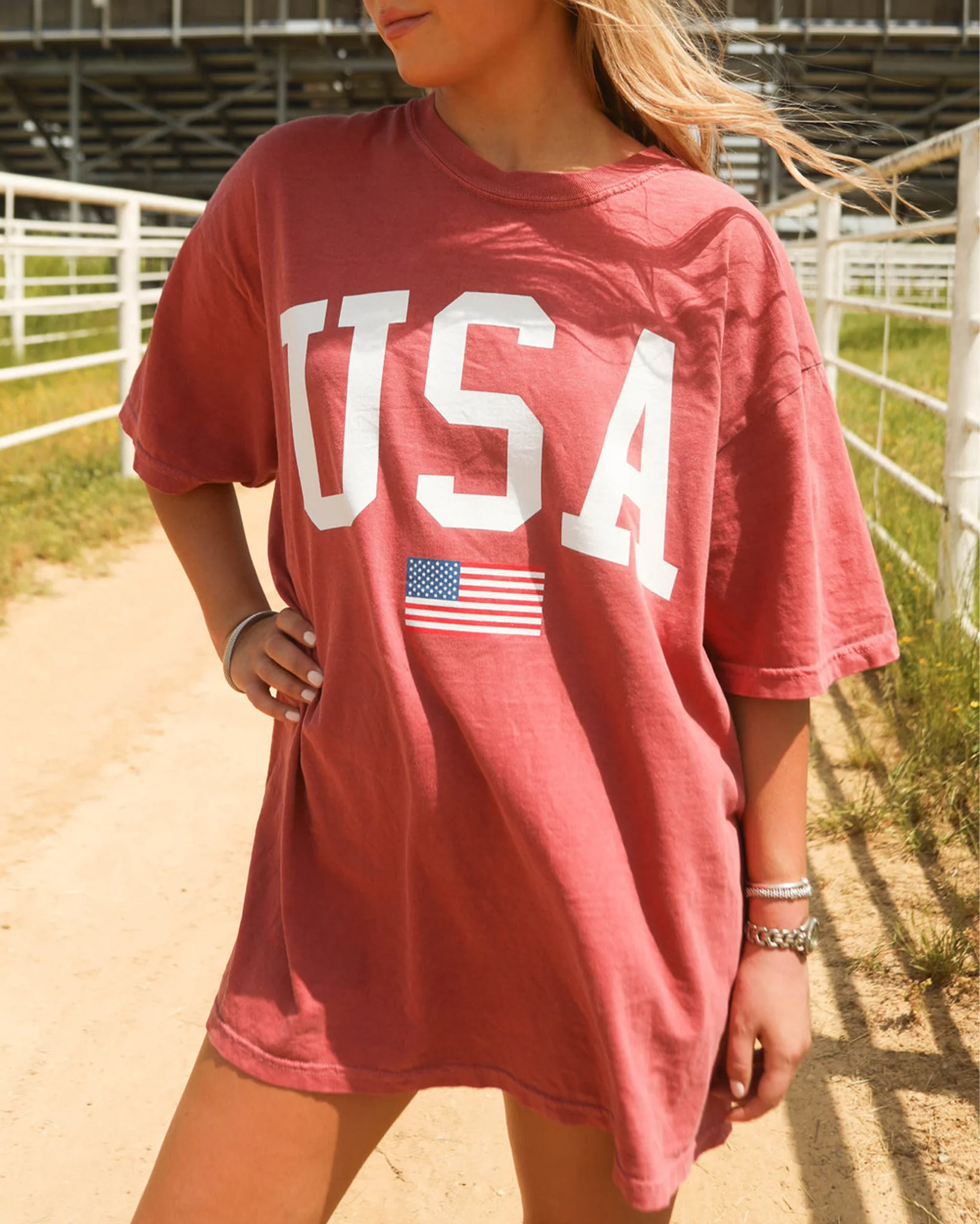 Women's Oversized USA Flag Tee - Image 2
