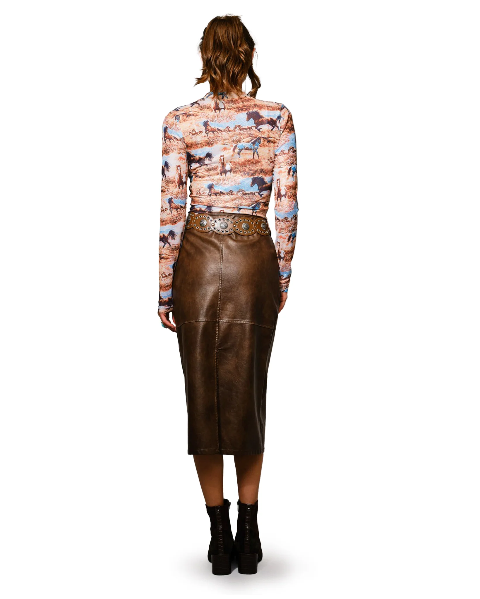 Women's Western Mesh Mock Neck Top - Image 2