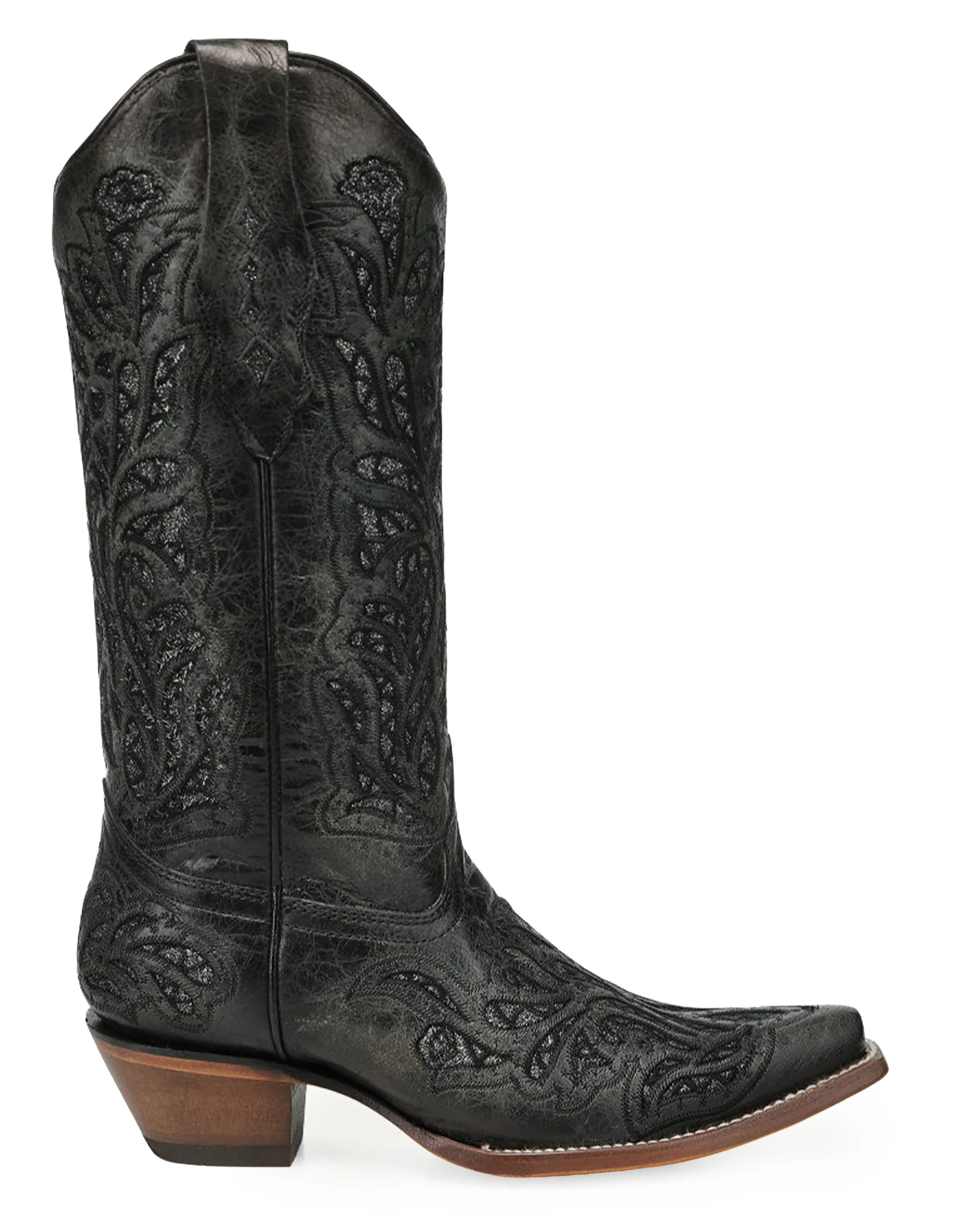 Women's Black Glitter Inlay & Embroidery - A5095 - Image 3
