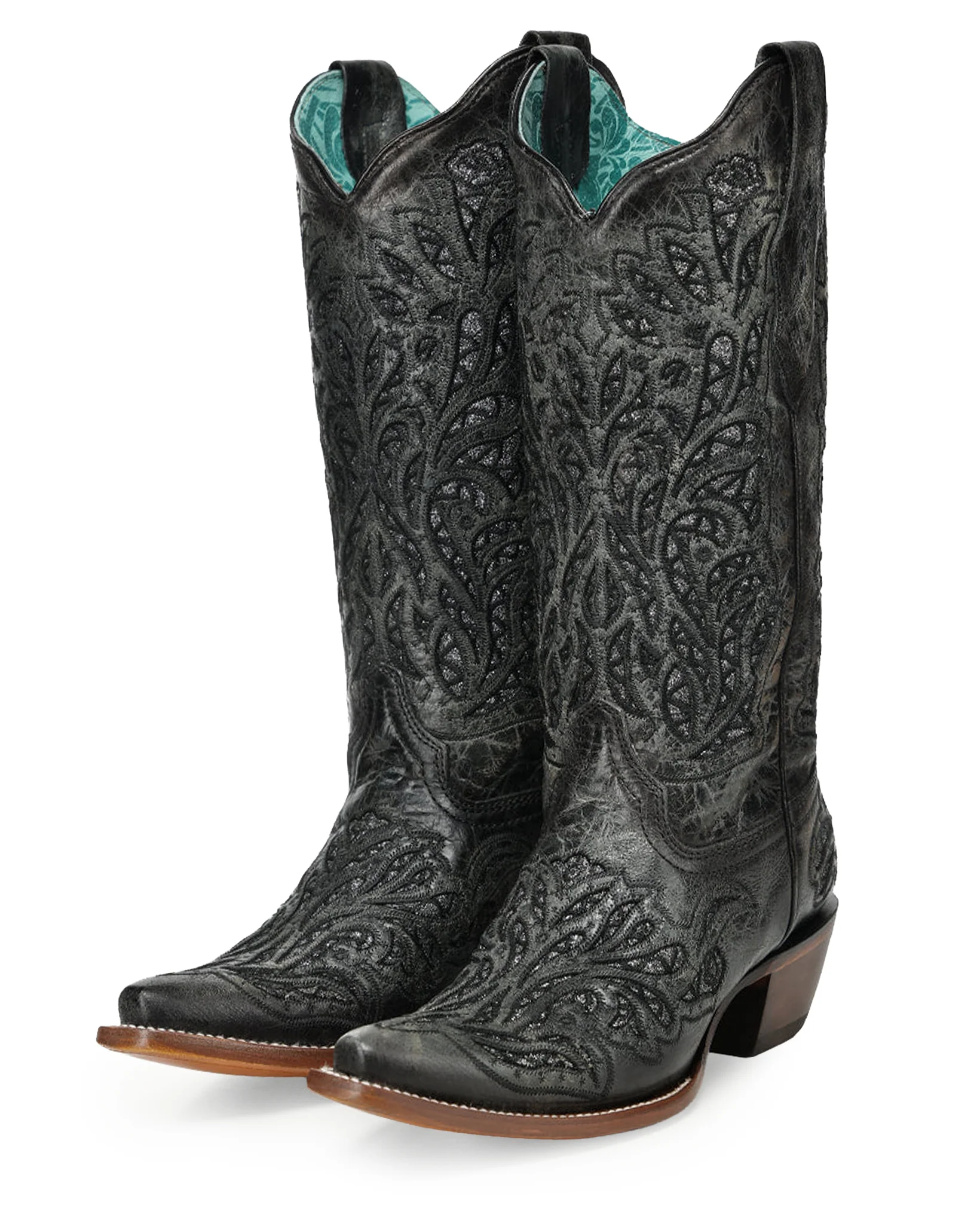 Women's Black Glitter Inlay & Embroidery - A5095 - Image 8