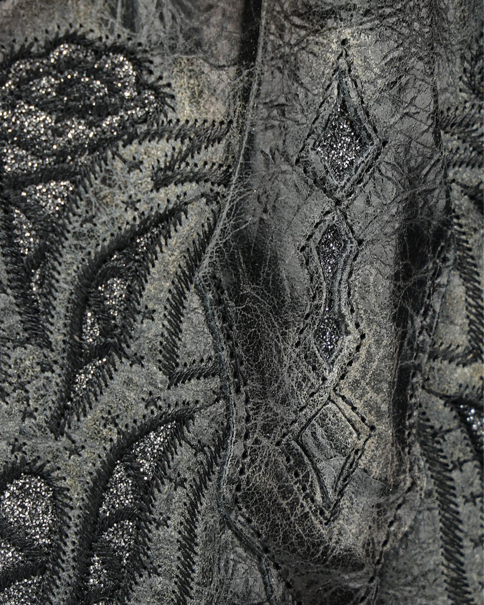 Women's Black Glitter Inlay & Embroidery - A5095 - Image 9