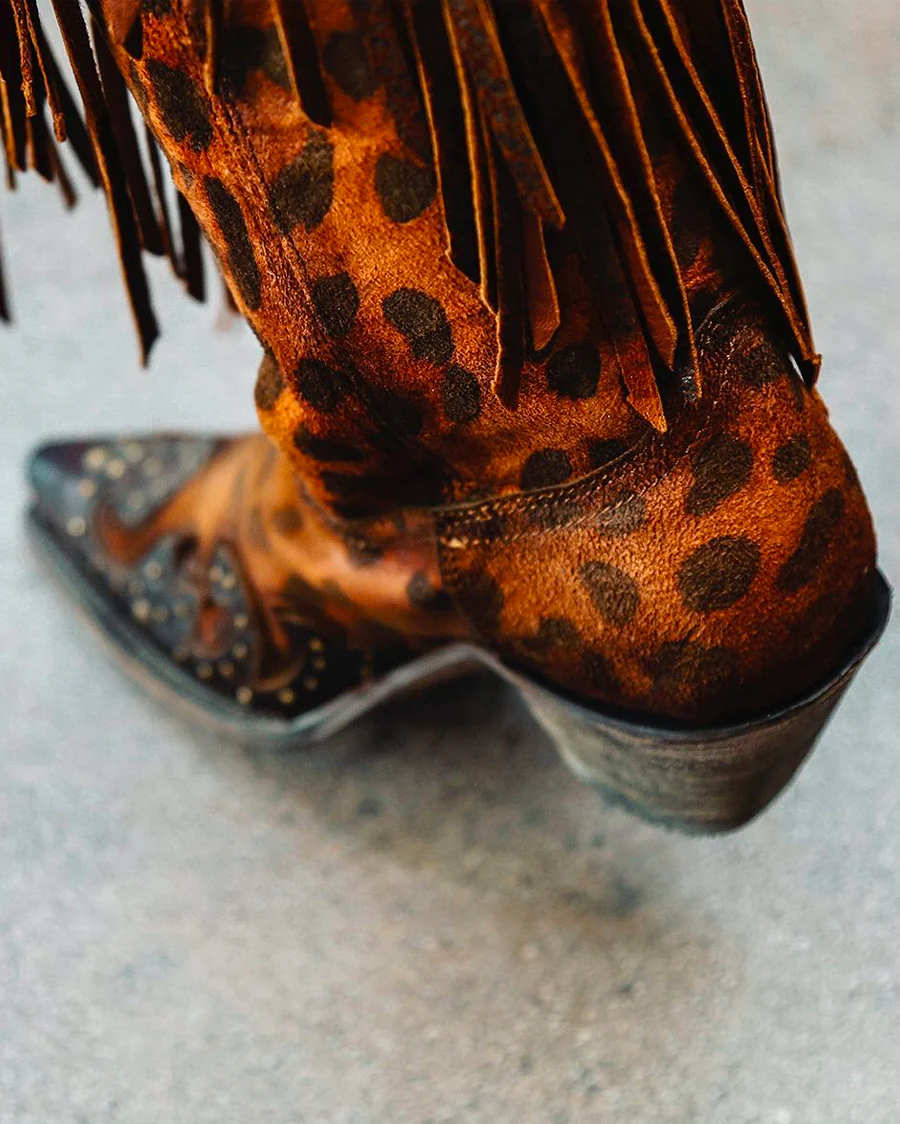 Women's Cheetah and Fringe Western Boots - Image 19
