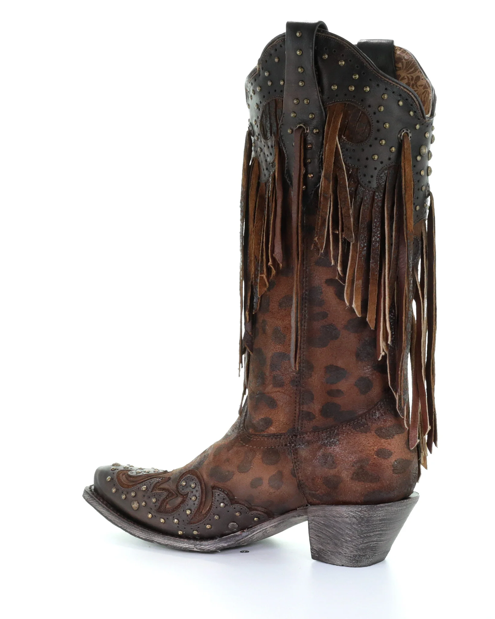 Women's Cheetah and Fringe Western Boots - Image 9