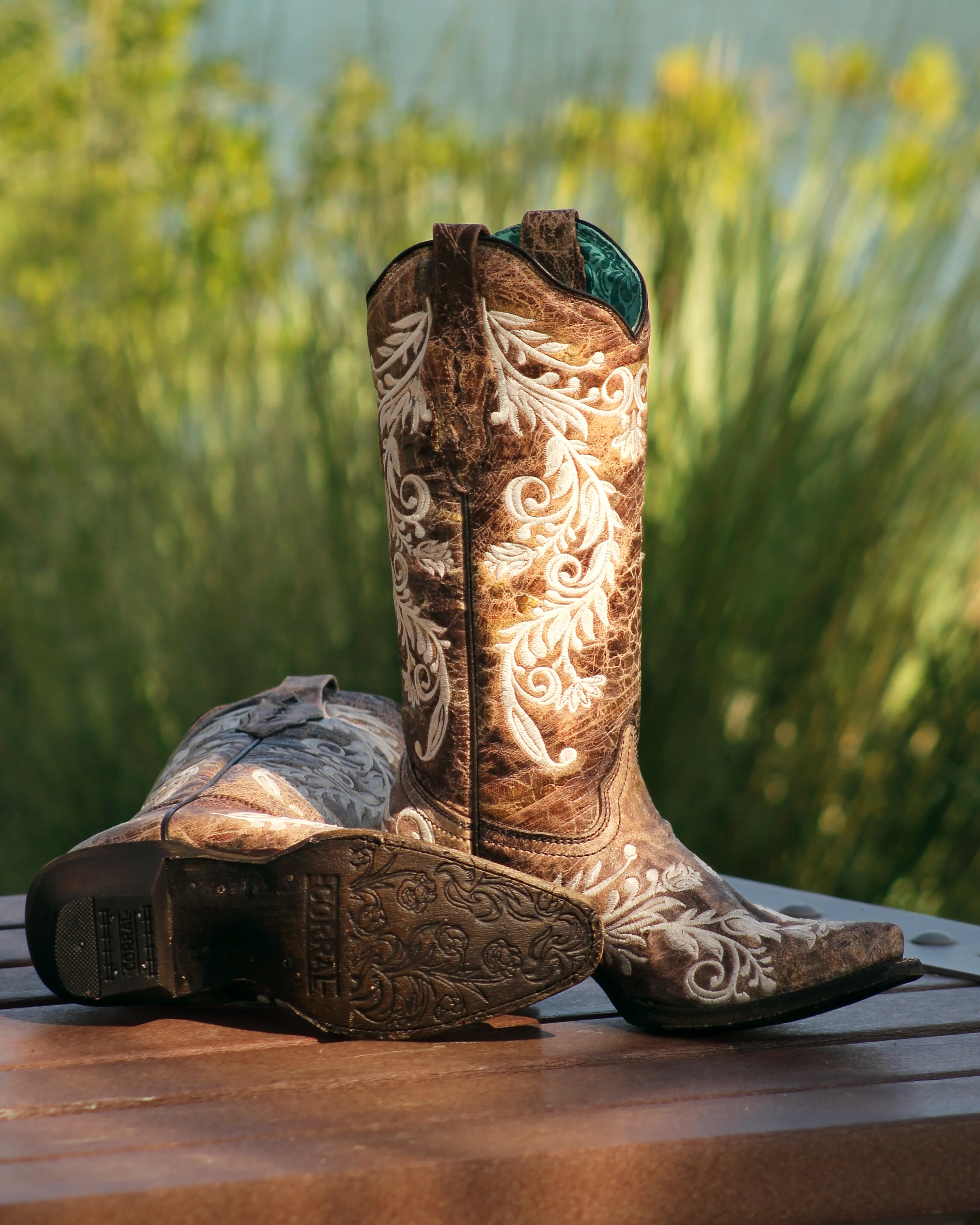 Women's Floral Embroidery Glow in the Dark Western Boots - Image 2