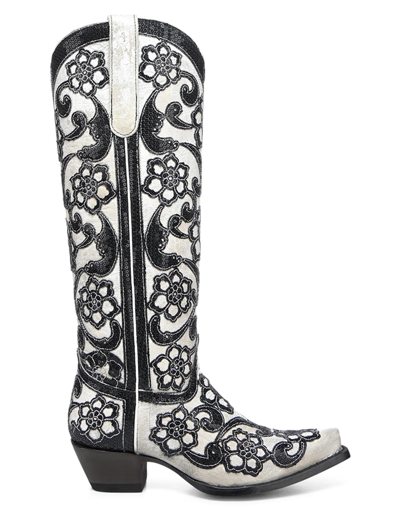 Women's Floral Sequin Tall Top Western Boots - Image 3