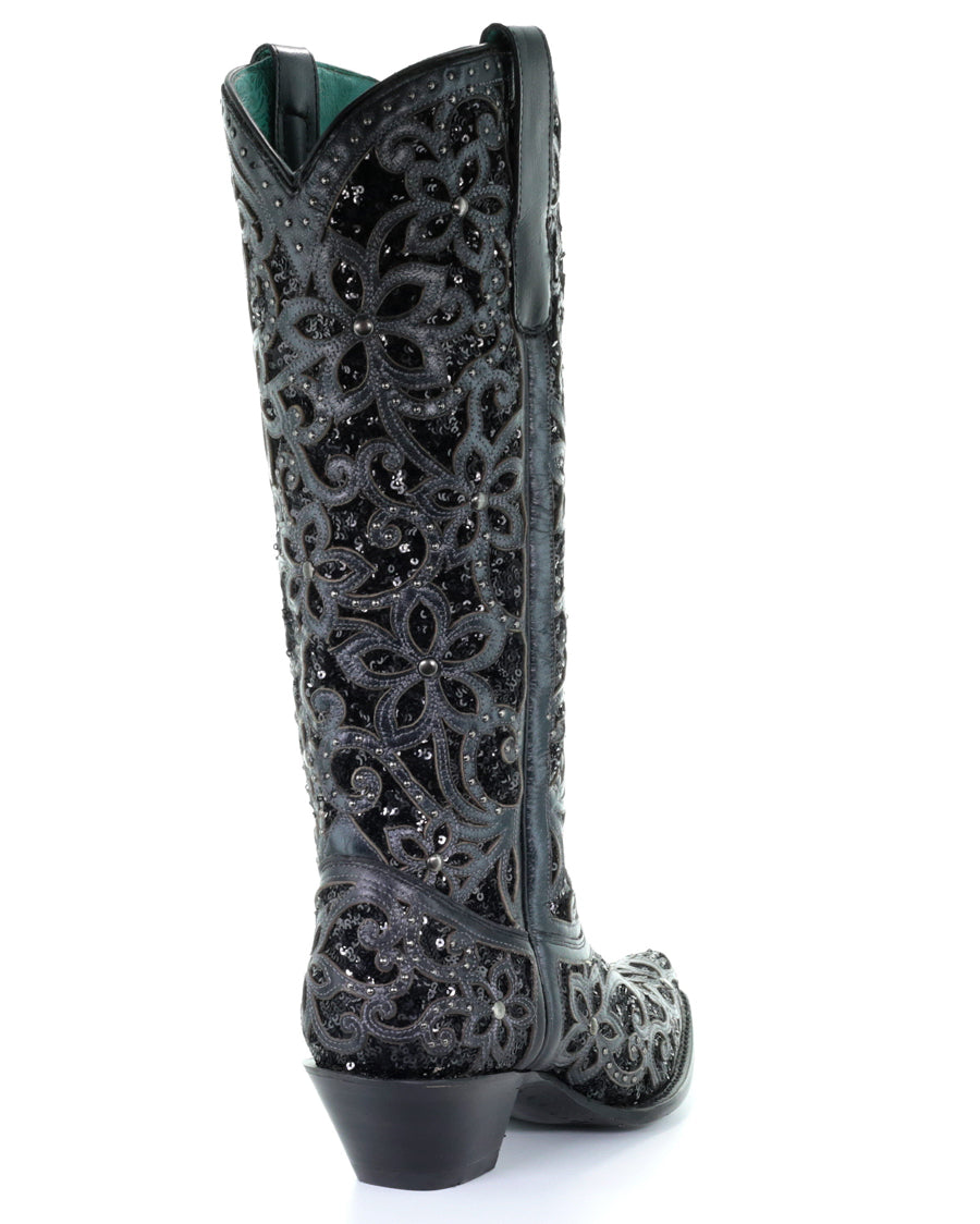 Women's Full Floral Inlay Boots - Image 12