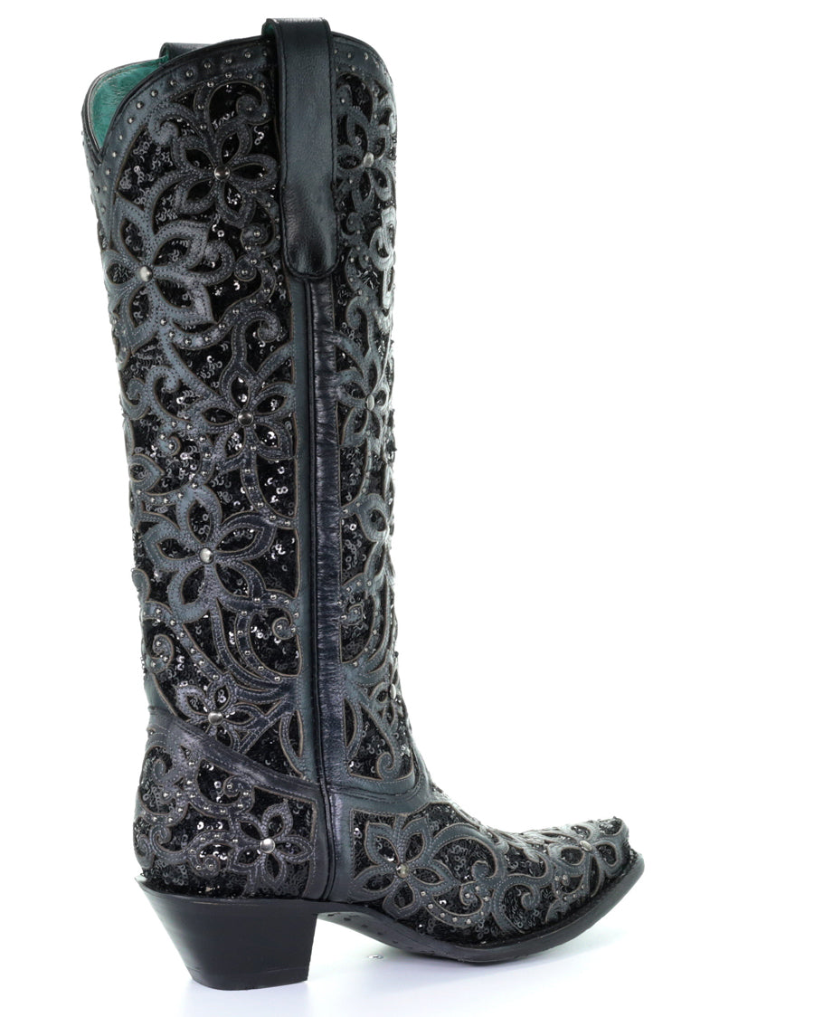 Women's Full Floral Inlay Boots - Image 13
