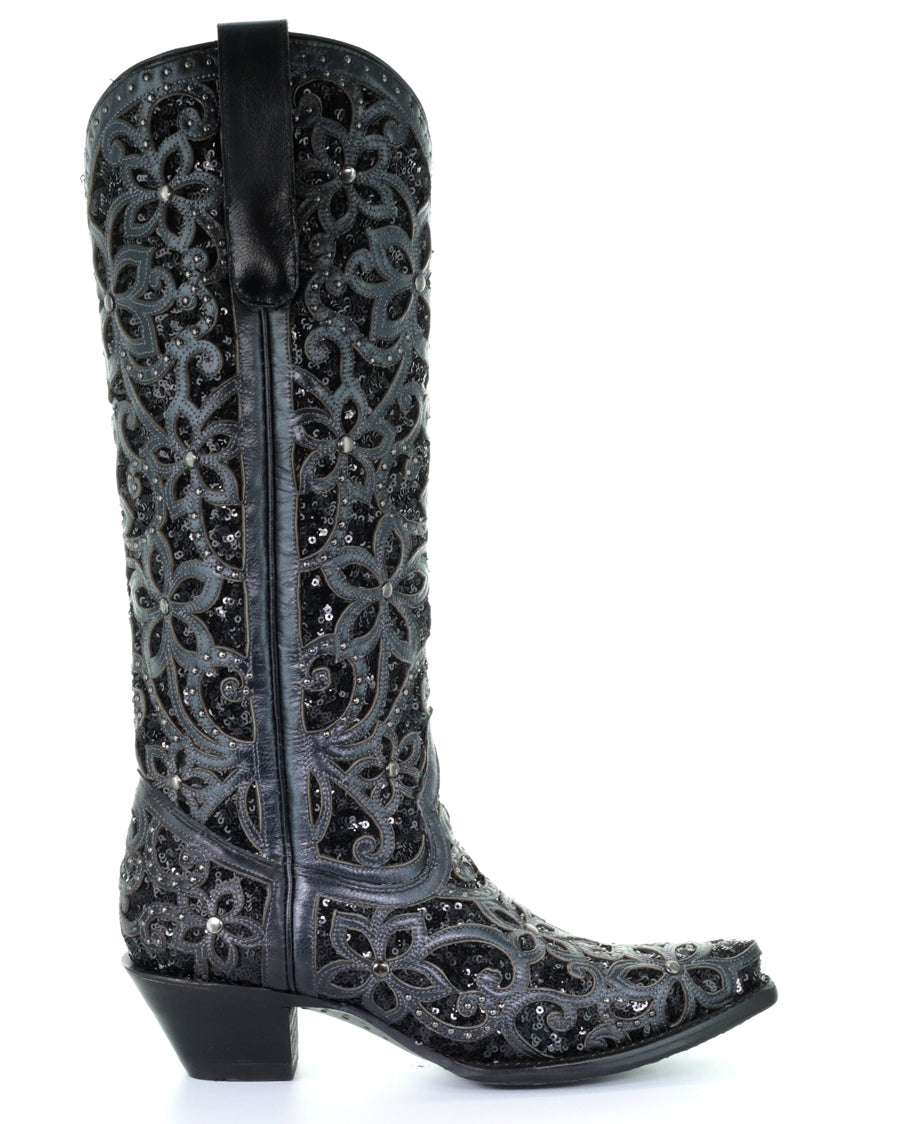 Women's Full Floral Inlay Boots - Image 3