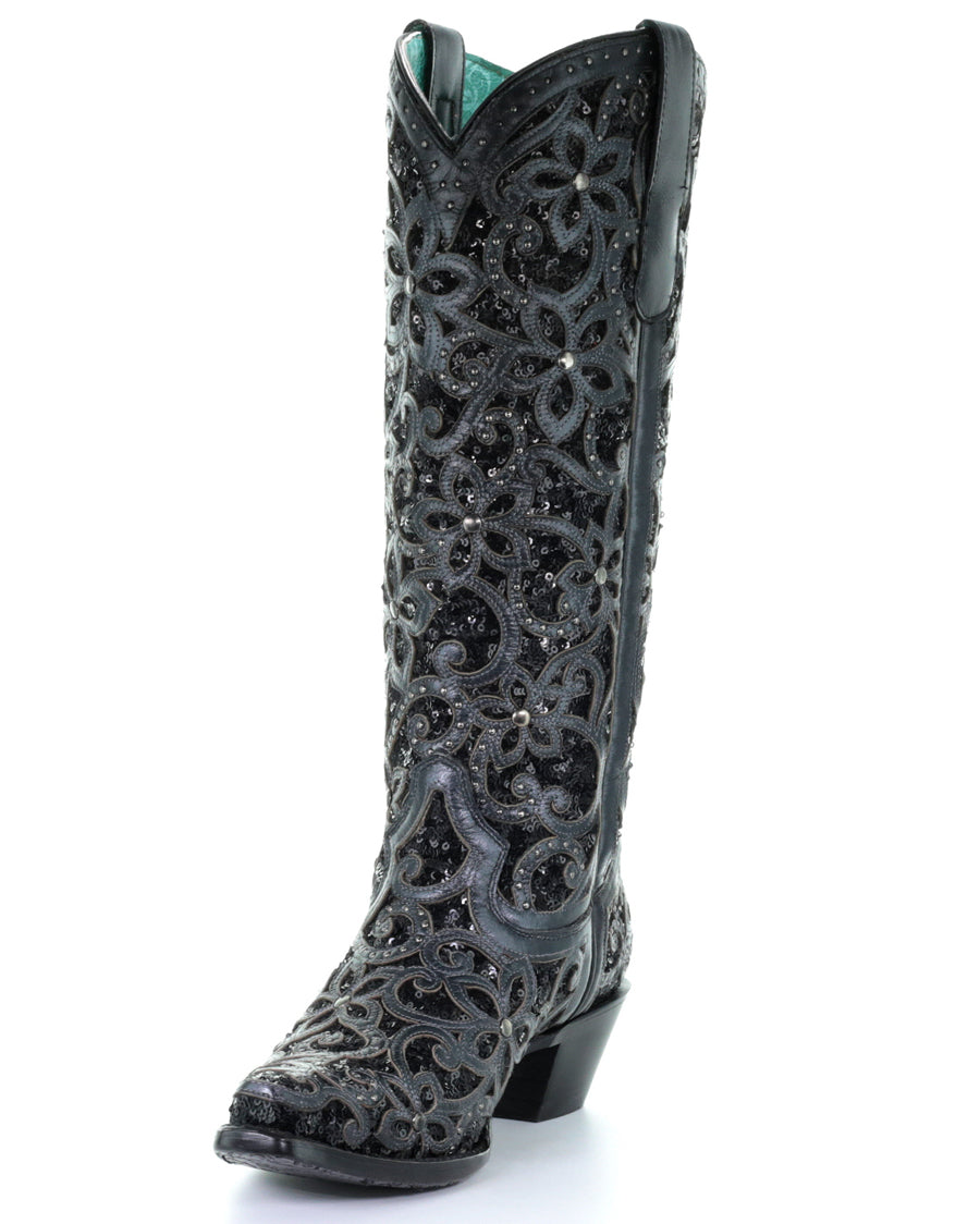 Women's Full Floral Inlay Boots - Image 6