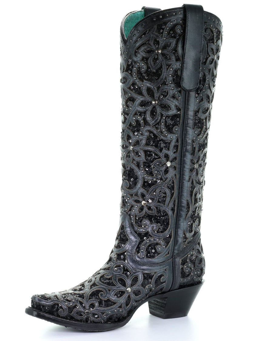 Women's Full Floral Inlay Boots - Image 7