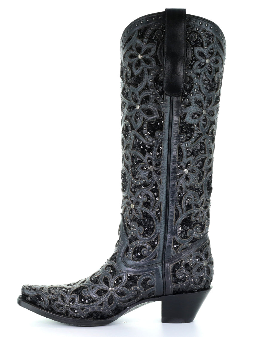 Women's Full Floral Inlay Boots - Image 8