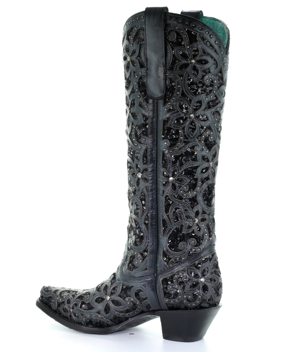 Women's Full Floral Inlay Boots - Image 9