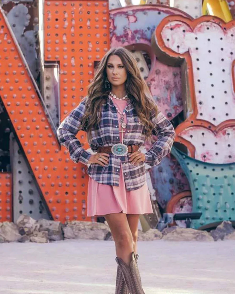 Women's Loose Fitting Flannel - Hf1001Chgy - Image 4
