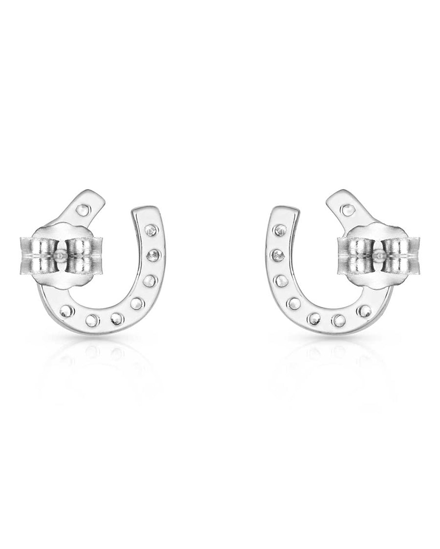 Women's Mini Clear Stone Horseshoe and Opal Earrings - Image 2