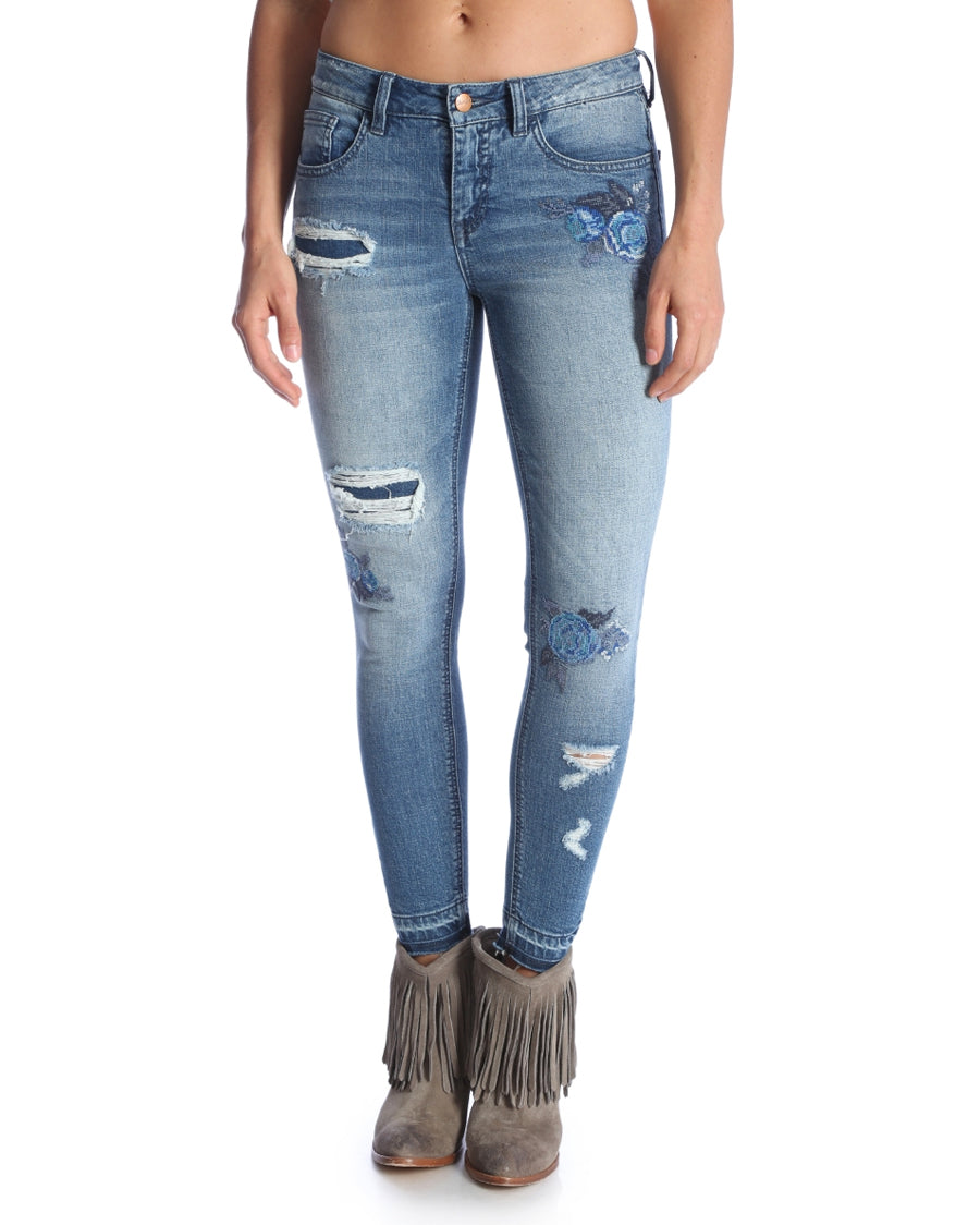 Women's Premium Patch Skinny Jeans - Image 2