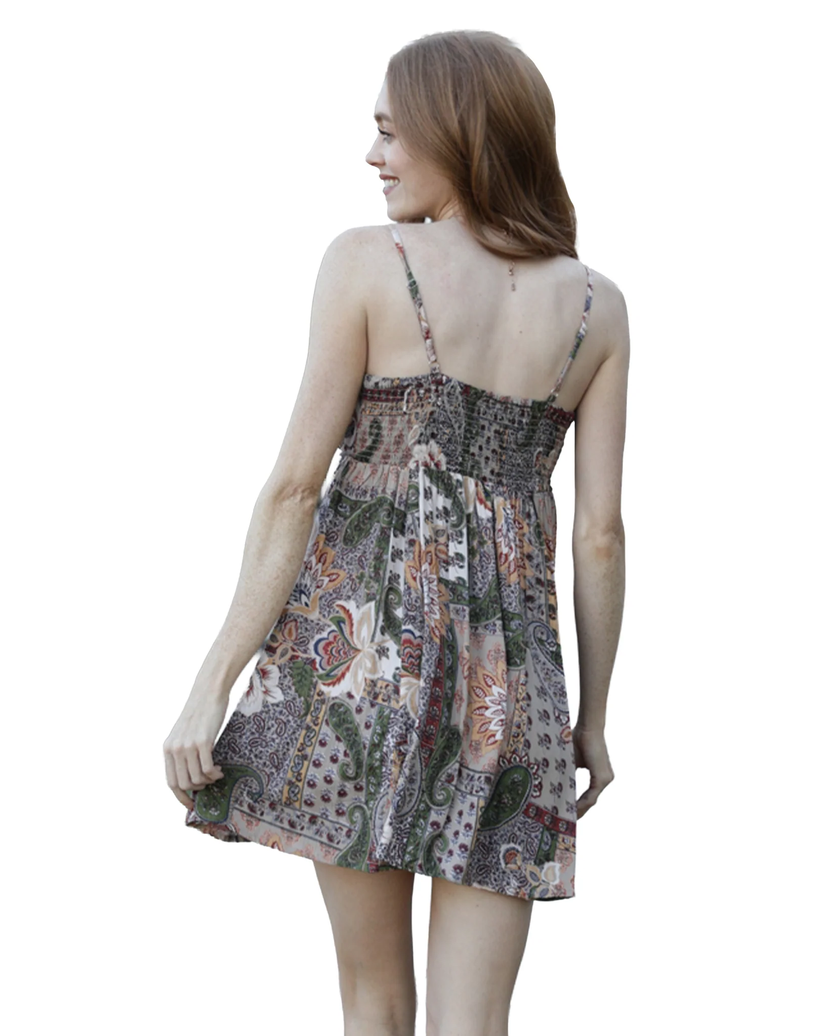 Women's Printed Babydoll Sundress - C4D48-W909-Multi - Image 2