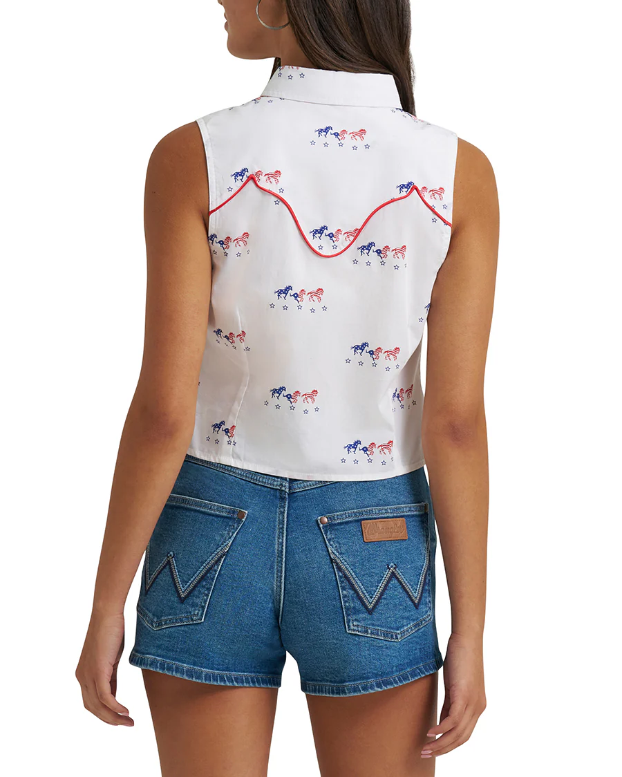 Women's Retro® Americana Sleeveless Snap Shirt - 112379496 - Image 4