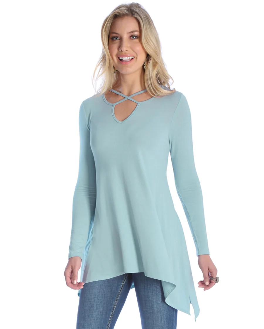 Women's Shark Bite Long Sleeve Blouse