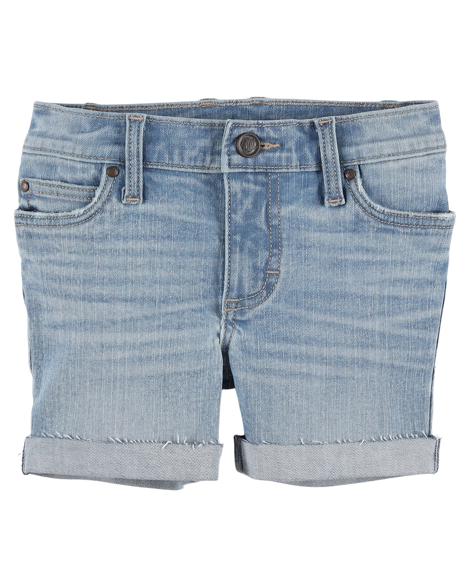Girls' Cuffed Daisy Embroidered Jean Short