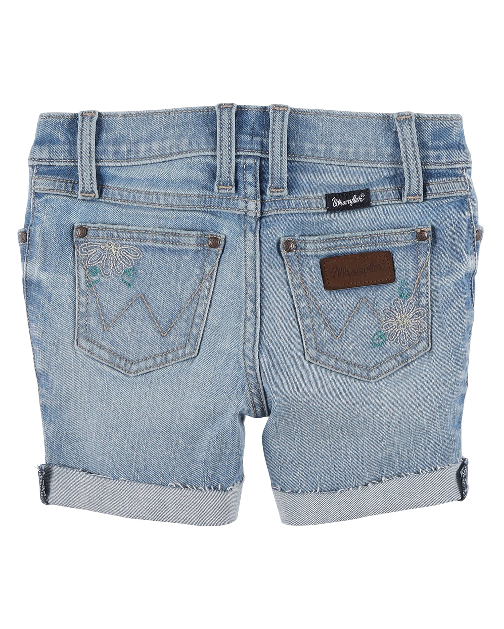 Girls' Cuffed Daisy Embroidered Jean Short - Image 2