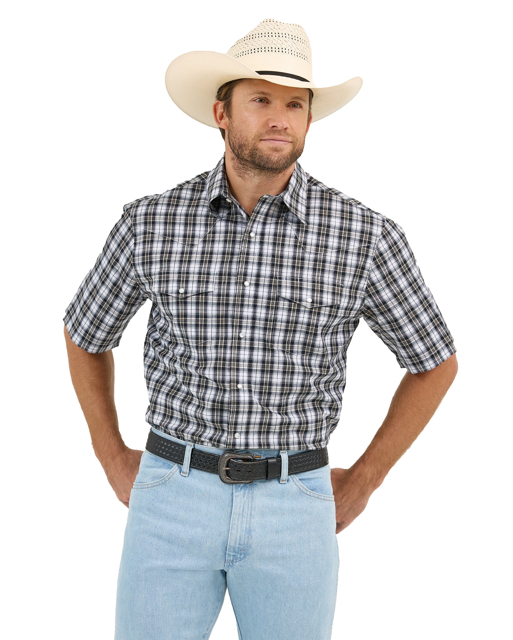 Men's Wrinkle Resist Plaid Western Shirt