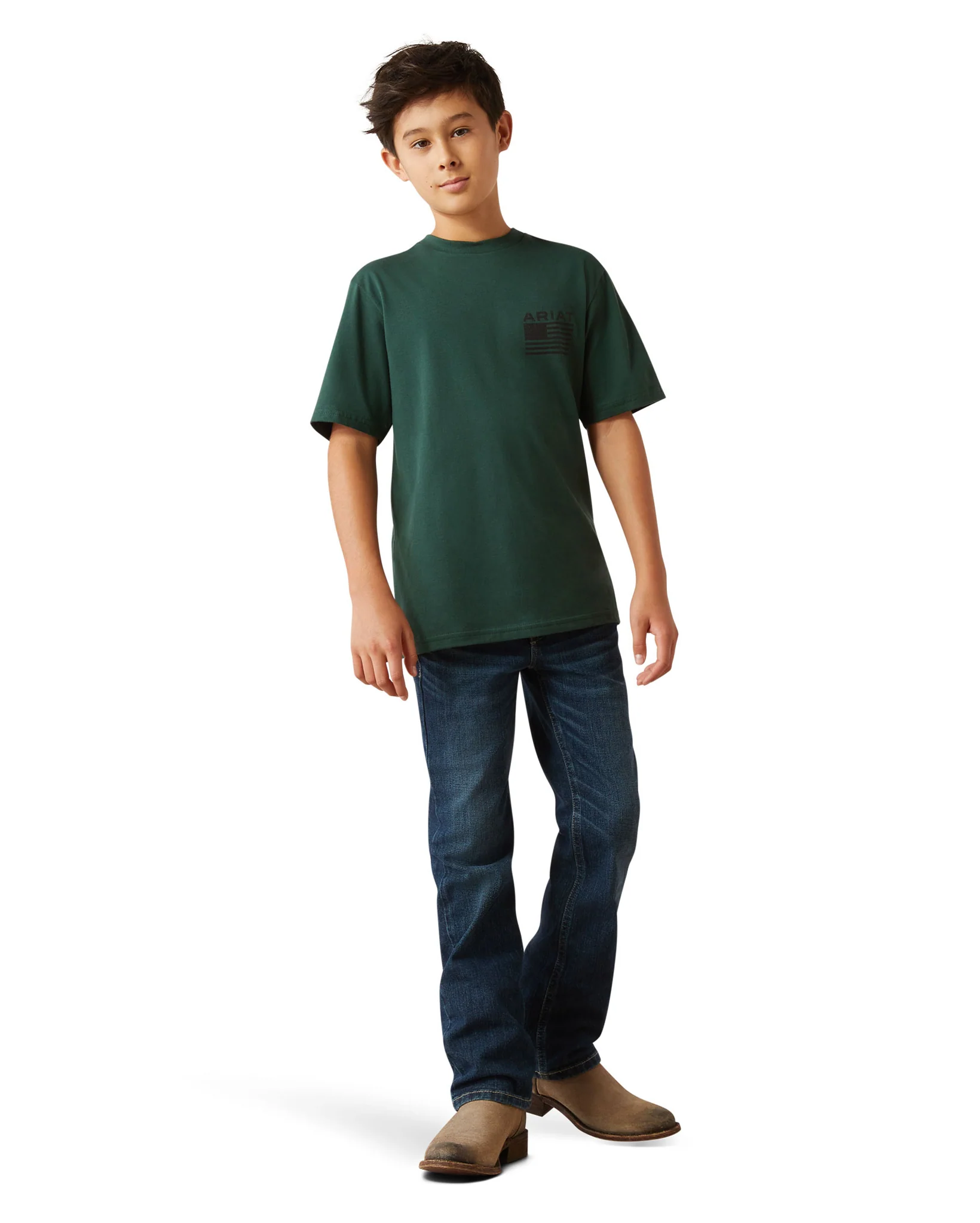 Kids' Ariat Rustic Wood Flag T-Shirt - Image 5